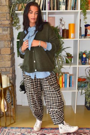 Jasper Plaid Brushed Cotton Shelby Barrel Pant Heritage Green